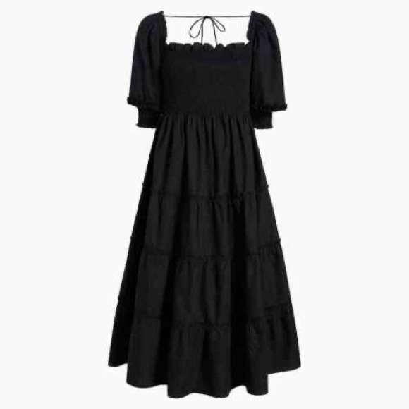 Hill House Dresses Hill House Home Black Dot Poplin Nesli Tiered